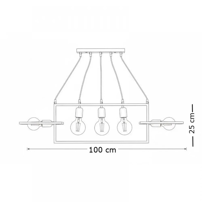 NG Lighting Kremasto Fotistiko Rag Xeiropoiito Metalliko Anthraki Pentafoto E27 100x25cm 2026430